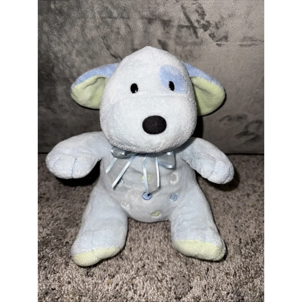 Just One Year by Carter's‎ Blue Green Dot Puppy Wind Music Plush Stuffed Musical
